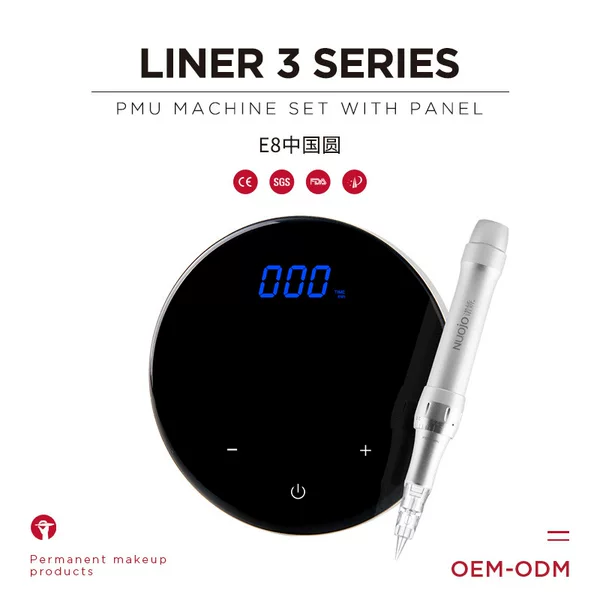 Tattoo Machine Odm Nuoqiao E8 Chinese Round Set for Microblading and Mist Eyebrow, High-End Instrument Oem Private Label Customization Single Needle