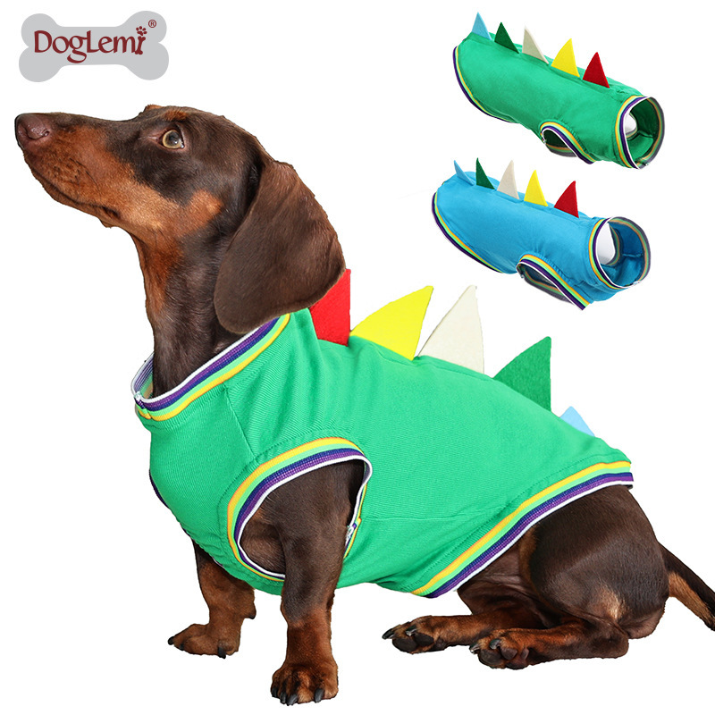Dinosaur Vest for Dachshunds, Comfortable Outdoor Clothing for Dogs, Cute Four-Legged Pet Outfit for Photos
