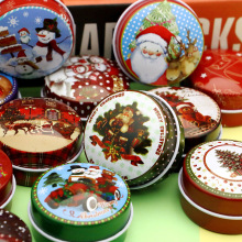 圣诞小铁盒铁罐巧克力罐糖果包装盒马口铁盒小圆盒迷你礼品盒密封