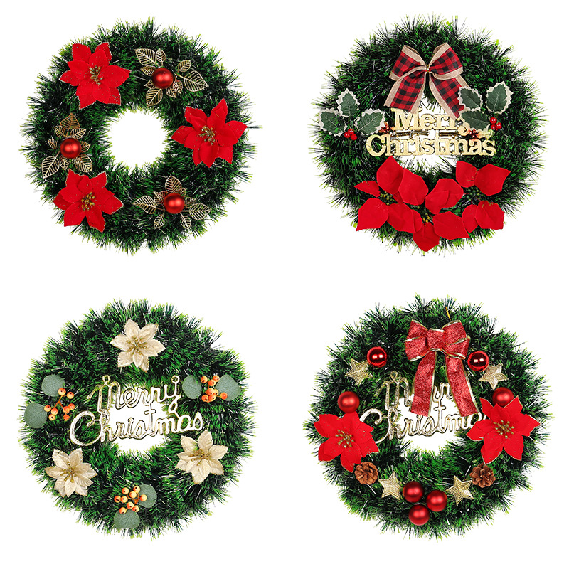 Colgante de puerta de guirnalda de flor de Navidad transfronteriza Amazon Merry Christmas decoración de Navidad para el hogar adornos de vacaciones