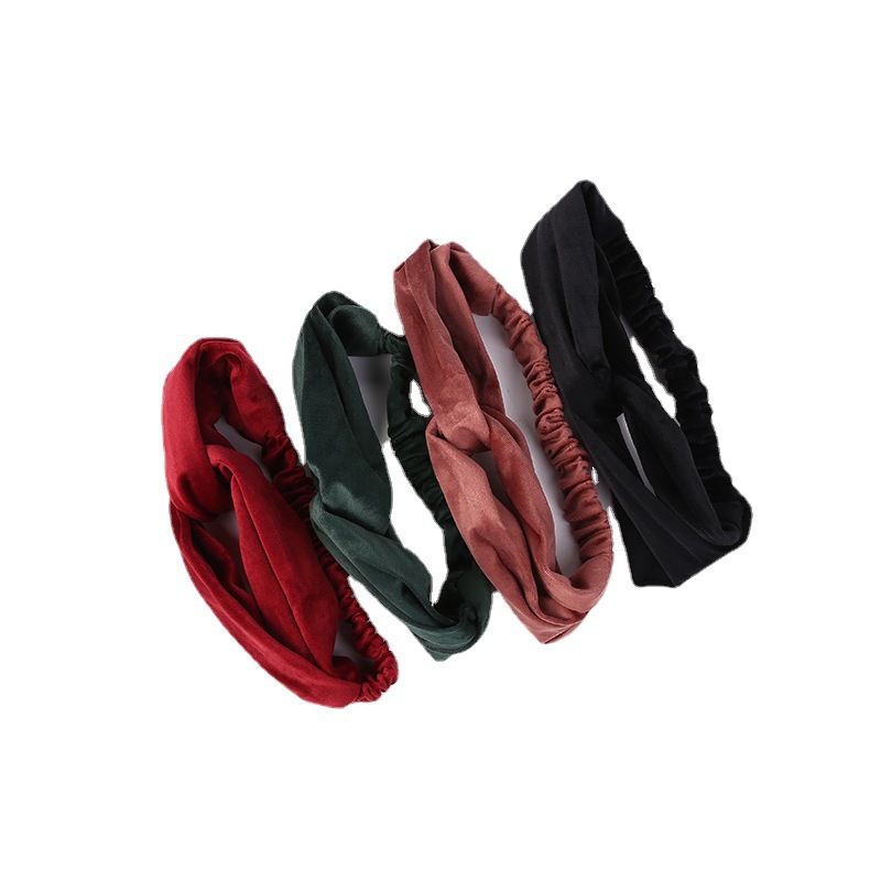 Europa y América transfronteriza cruzada banda de pelo de franela de color sólido banda de pelo de las mujeres Internet celebridad elástico alto elástico accesorios para el cabello cuerda de pelo al por mayor