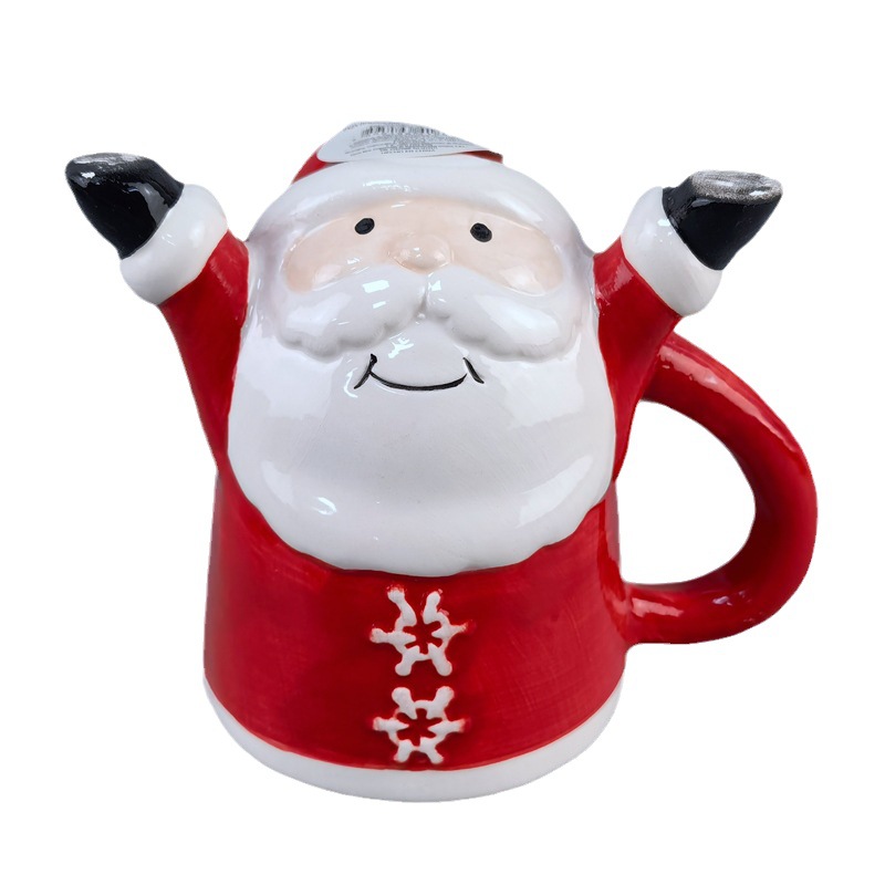 Taza navideña de cerámica, taza de leche con diseño de muñeco de nieve navideño, taza de agua, taza de oficina, taza con relieve 3D, regalo de Navidad