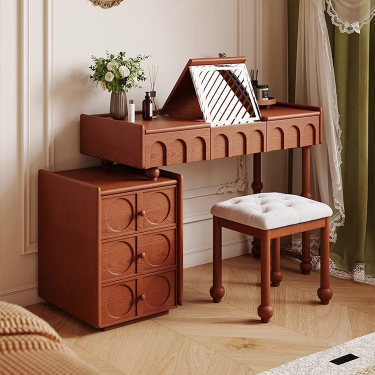 Tocador abatible Danfans Escritorio dos en uno de estilo antiguo francés Mesa de tocador Armario de almacenamiento