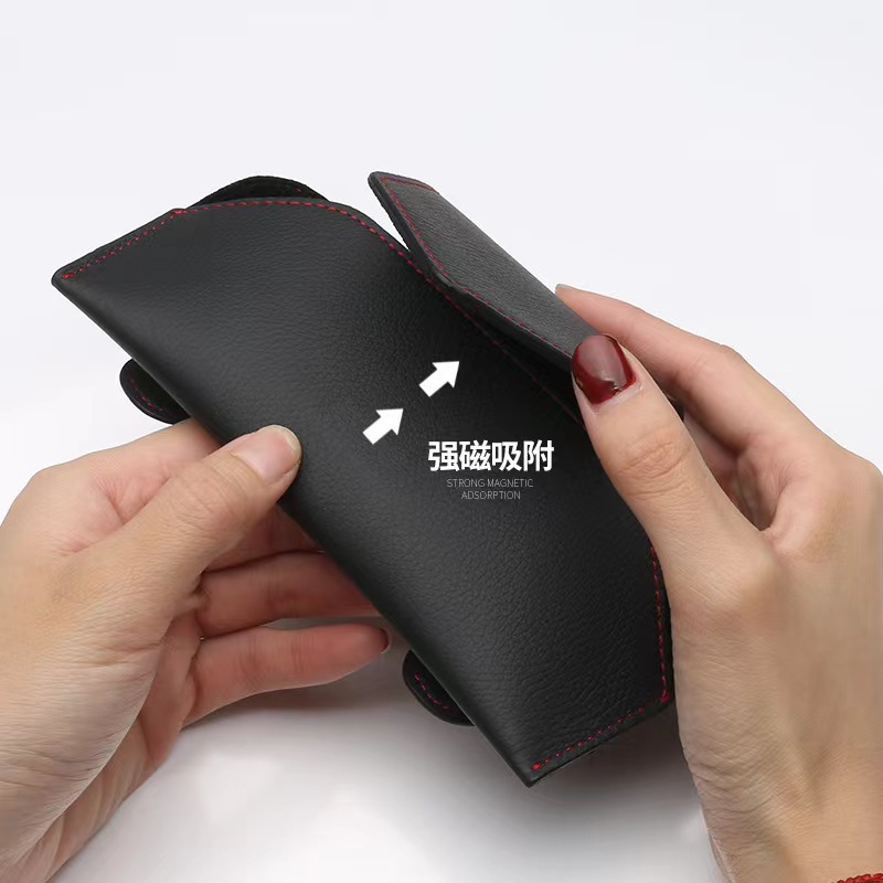 Leather Car Glasses Box Sun Visor High-end Sunglasses Frame Car Refueling Card Holder Car Sunglasses Storage Box