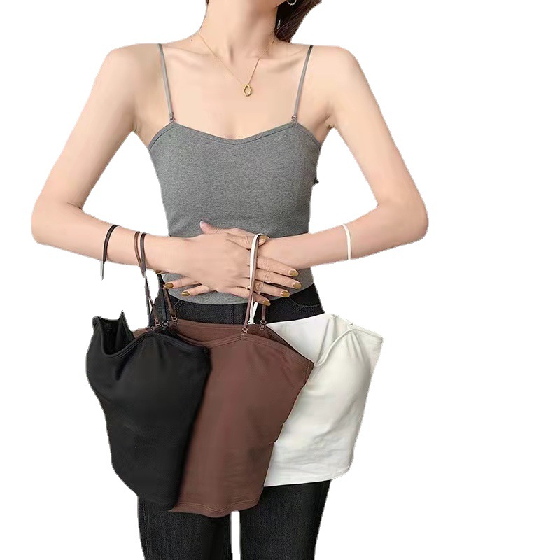 Color sólido belleza espalda camisola de una pieza fija Copa interior y exterior desgaste todo partido tubo superior sin costuras Chaleco de fondo