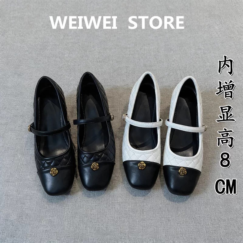Women's Hidden Heel Shoes 2026 New Spring and Autumn Camellia Black Mary Jane Ballet Chunky High Heels to Match Skirts Women's Hidden Heel Shoes 2026 New Spring and Autumn Camellia Black Mary Jane Ballet Chunky High Heels to Match Skirts