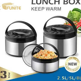 FUNITE跨境不锈钢保温提锅储存保温桶6件套/8件套/10件套LunchBox