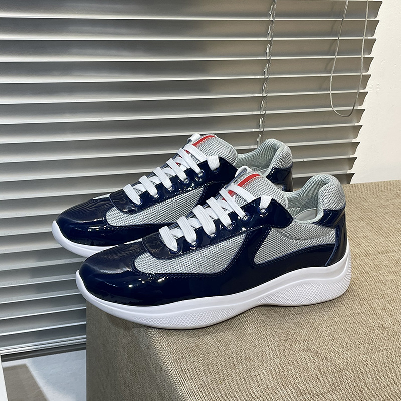 European Station 2025 P Brand Men's Shoes, Big-Name Mesh Patent Leather Breathable Trendy Sports Casual Running Shoes, Mid-Top