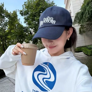 现-正确版本韩国东大门  yunah同款 百搭火柴人刺绣鸭舌帽棒球帽