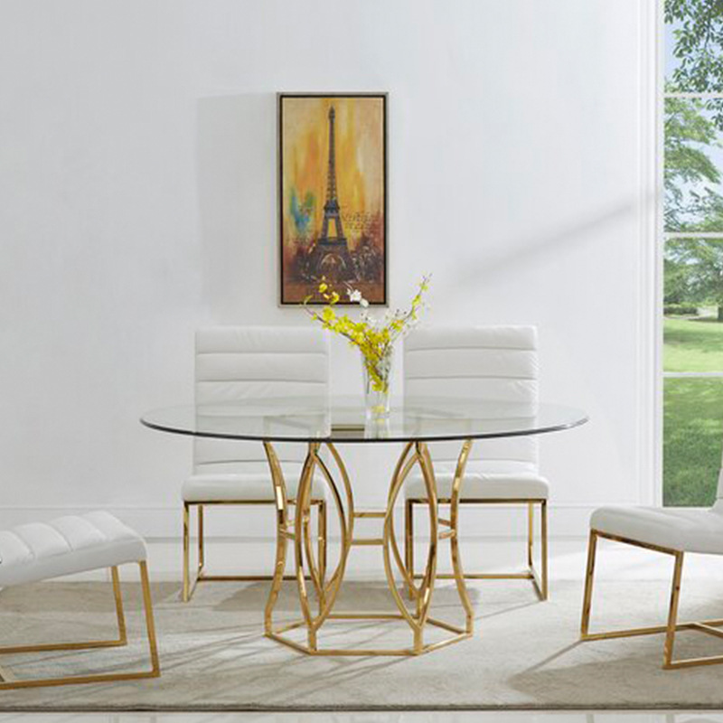 Mesa de comedor de vidrio Amazonas mesa de vidrio temperado de lujo mesa de comedor de exportación de alta calidad