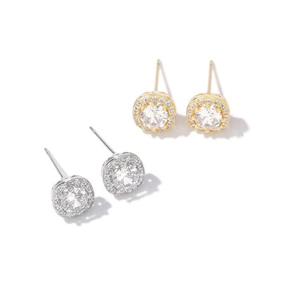 summer new pattern fillet Square Rock sugar Ear Studs zircon Light extravagance Earrings temperament grace Small Earrings
