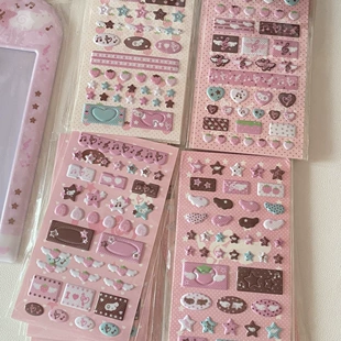 3D bubble sticker set, puffy music & wing note stickers, assorted pink designs