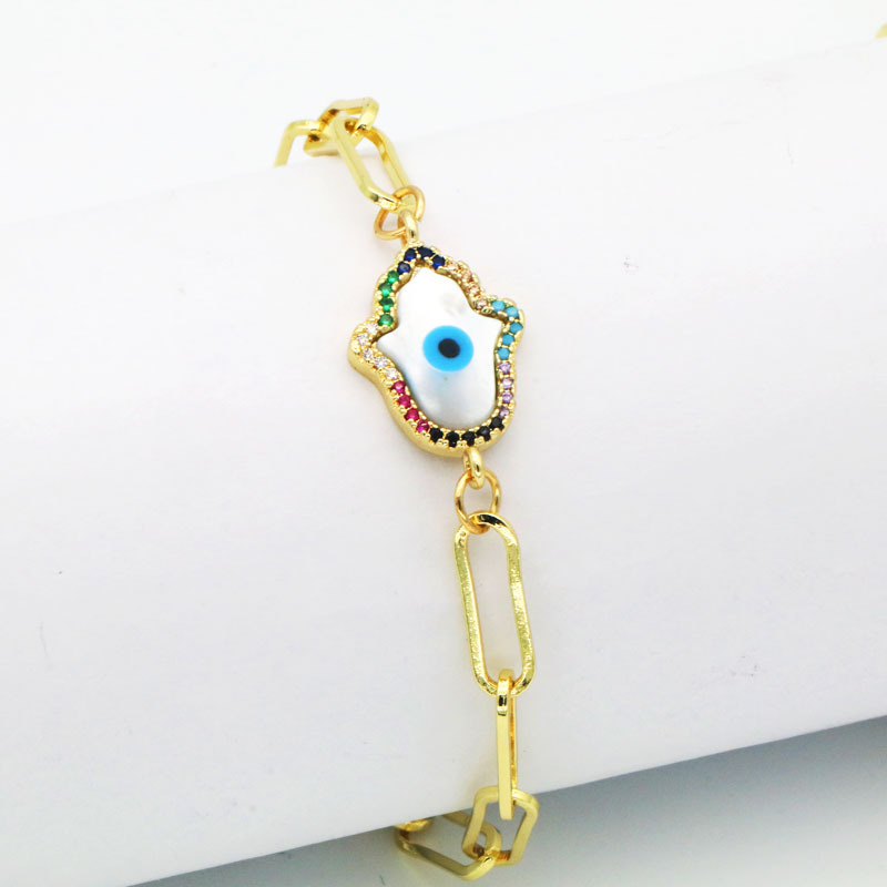 Fashion Devilu0027S Eye Copper Inlay Zircon Bracelets 1 Piece