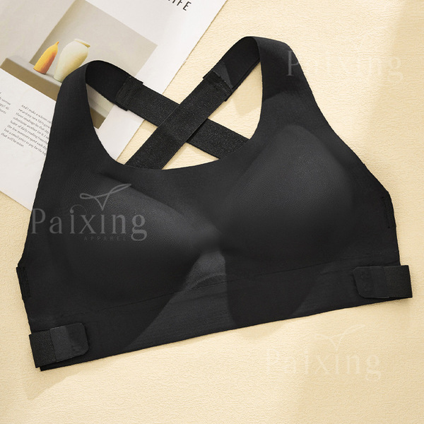 Side-Opening Buckle Side Gathering Women's Wire-Free Bra Personalized Cross-Strap Seamless Thin Breathable Sports Bra