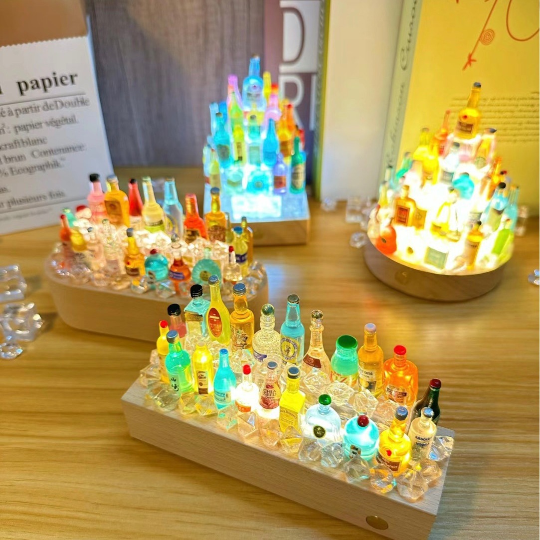 Castle diy botella de vino luz de noche pequeña luz decorativa base de luz mesa coche habitación cerveza luminosa decoración niño regalo