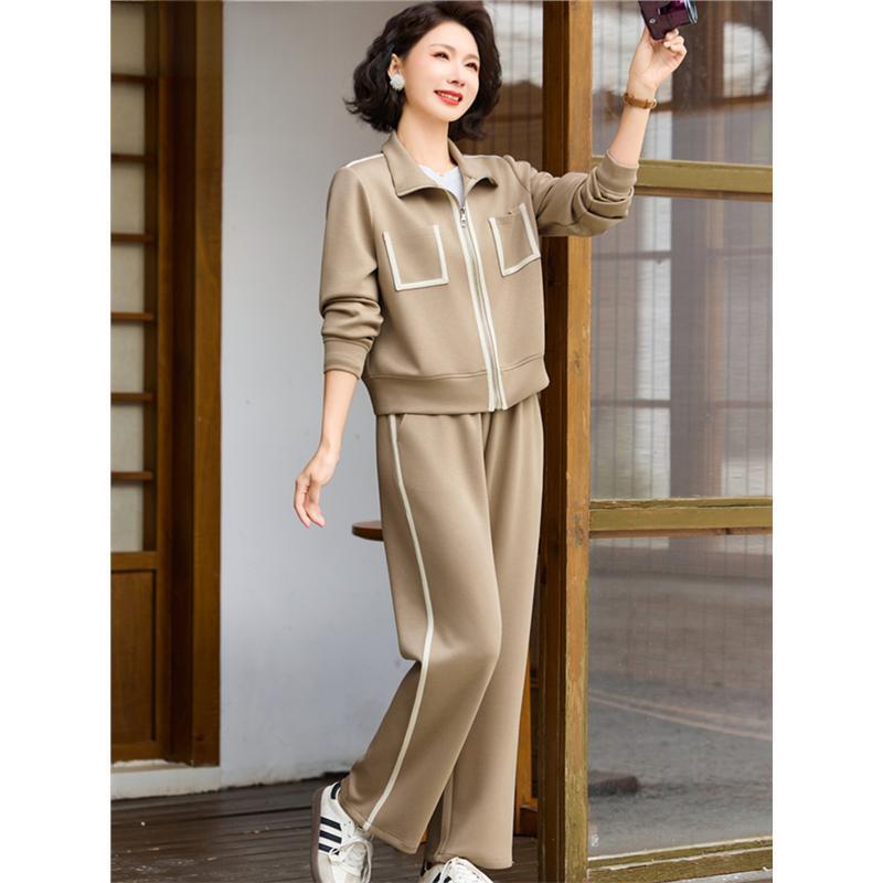 Young Mother's Spring Style Suit 2025 New Middle-Aged Women's Spring and Autum Sportswear Jacket Top Two-Piece Set