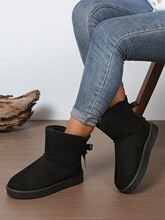 M 51788 Flat Sole Mid Calf Snow Boots with Bow ���������ѩ