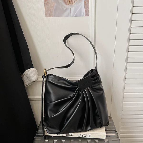 Bags, Crossbody Bags, Hot-Selling Women's Bags, Fashionable Casual Bucket Bags, Trendy Large-Capacity Tote Bags, Pleated Shoulder Bags