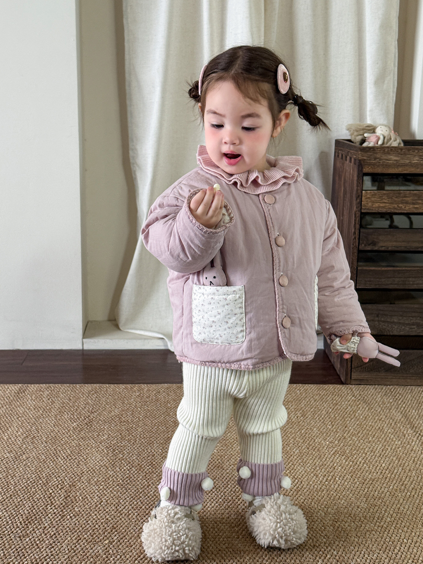 Sugar Pear ropa infantil ropa de algodón de niñas ropa de invierno 2025 nuevo estilo de aire extranjero engrosado doble cara ropa de algodón infantil chaqueta de bebé