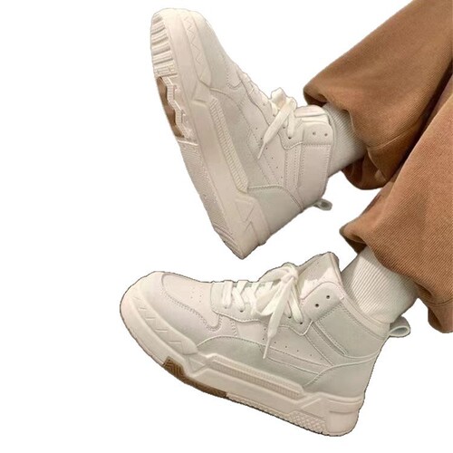 Autumn New High-Top Sneakers for Women: Niche, Original Thick-Soled Board Shoes in Preppy Style—All-Match, Fashionable, and Casual White Sneakers