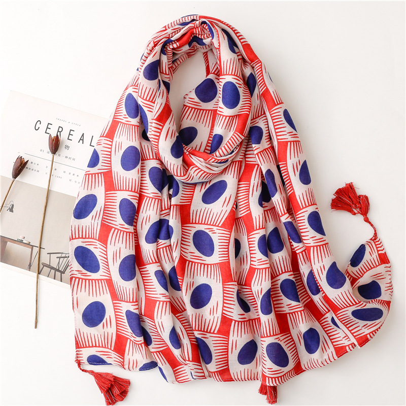 fashion red and blue oval cotton and linen satin cotton beach towelpicture1