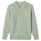 中老年女装秋冬新款复古风针织衫毛衣POLO领妈妈装长袖打底衫上衣，女装针织衫/毛衣，妃慕昵服饰