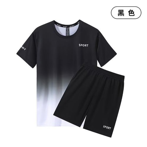 Couple Fashion Personal Gradient Color Sports Short Sleeve Shorts Set Summer Quick Dry Running Fitness Tennis Set