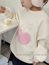 韓國女童加絨衛衣2022秋季新款韓版洋氣時髦圓領套頭衫代發潮范