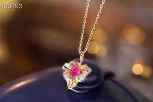 Shenzhen Net Red Live New 18K Ruby Leaf Necklace Factory Price Order Explosions Gold Necklace Jewelry Spot
