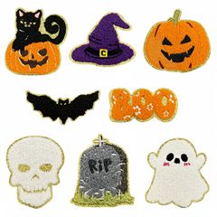 クロスボーダーハロウィンゴールデンサイドカボチャ刺繍ゴースト布ステッカーコンピュータ刺繍衣類アクセサリーアクセサリーパッチアイロンモデル