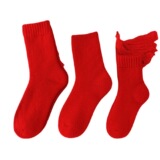 Демисезонные утепленные шерстяные носки, удерживающие тепло красные цветные гольфы