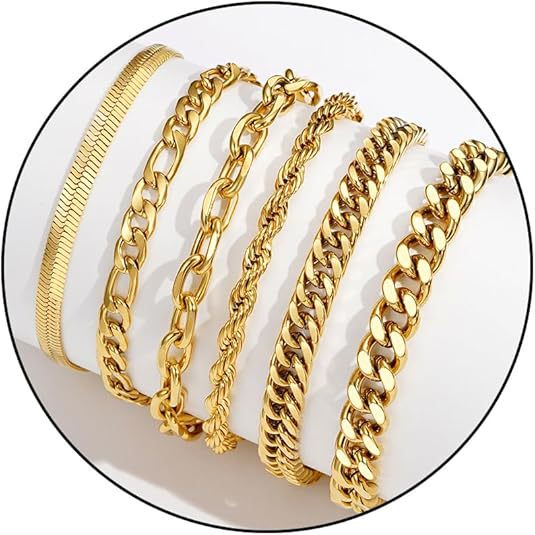 European and American Stylish Men's and Women's Chain Bracelets Ins Style Cuban Chain Ring Rope Paper Clip Herringbone Wrist Chain Generous