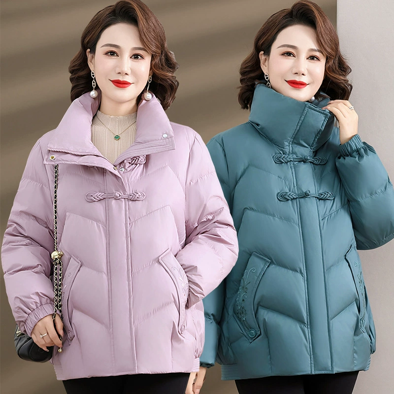 Новая мама иностранная короткая пуховик среднего возраста женская осенняя и зимняя одежда толстая средняя и пожилая большая белая утка пуховая куртка