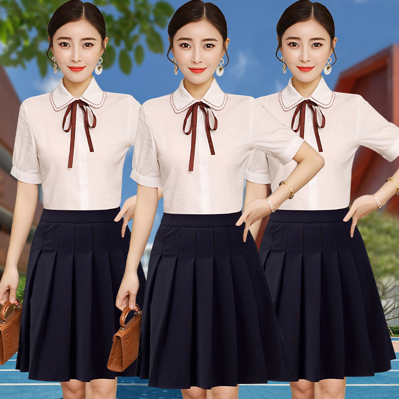Business Dress Graduation Short-sleeved Women's Dress Suit Women's Summer Bank Hotel Business Stewardess Student Dress Shirt Skirt