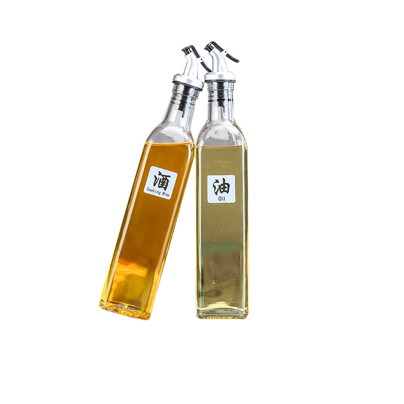 Botella de aceite de vidrio transparente a prueba de fugas botella de salsa y vinagre olla de aceite casera japonesa cocina creativa botella de condimento olla de aceite de gran capacidad