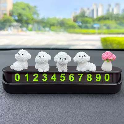 Healing Car Ornaments Mini Bichon Car ornaments - bixiong-dog-press-parking-sign-luminous-black-parking-sign-bichon-frize-rose