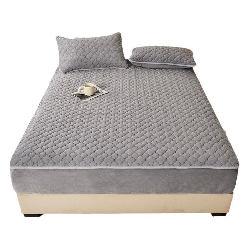 Молочная бархатная простыня класса A, цельная зимняя утолщенная Теплая стеганая наматрасник, защитный чехол, Коралловое бархатное покрывало, трансграничный стиль