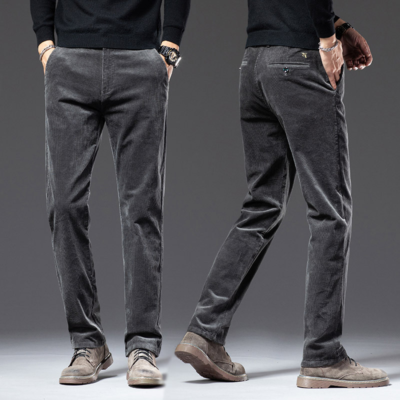 Corduroy Casual Pants Men's Autumn and Winter Stretch Straight Loose Middle-aged Men's Stretch Dad Slim-fit Men's Pants