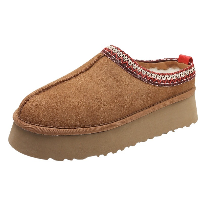 2023 invierno nueva piel integrada zapatillas de punta cerrada para mujeres plataforma zapatos de mujer