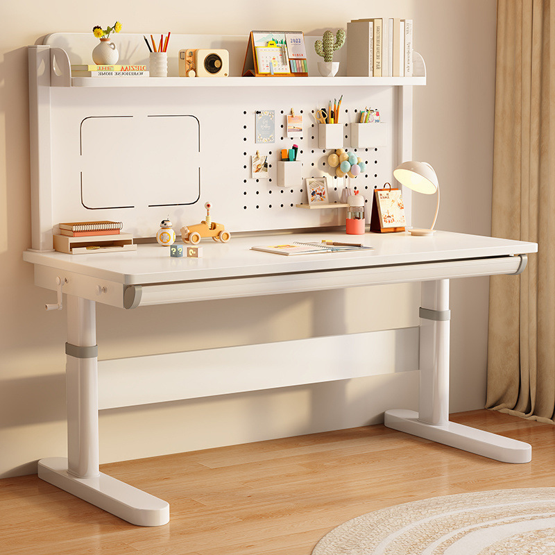 Children's Desk Study Table Hand-Cranked Adjustable Table Hole Board Writing Desk and Chair Set Solid Wood Iron Desk Foreign Trade Factory Children's Desk Study Table Hand-Cranked Adjustable Table Hole Board Writing Desk and Chair Set Solid Wood Iron Desk Foreign Trade Factory