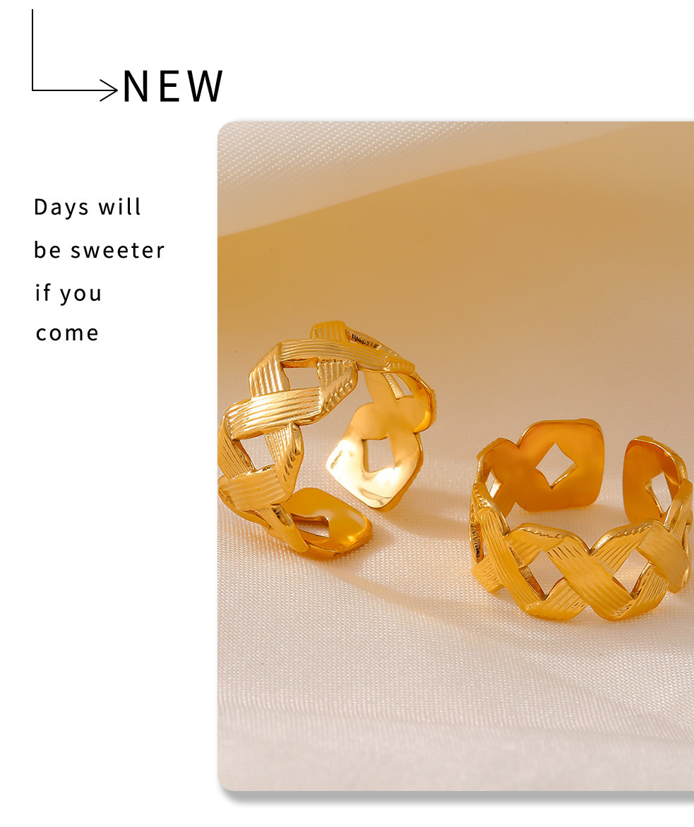 French Style Adjustable Texture Ring For Women Titanium Steel_voghion.com