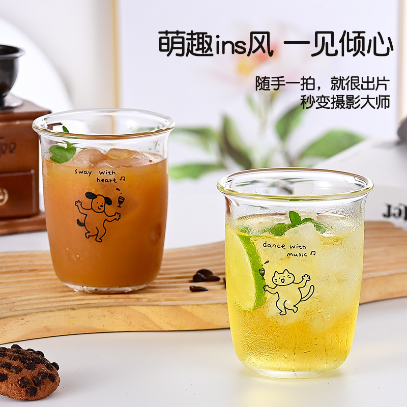 透明高硼硅玻璃杯高颜值美式拿铁手冲咖啡杯子创意原创可爱小狗猫|undefined