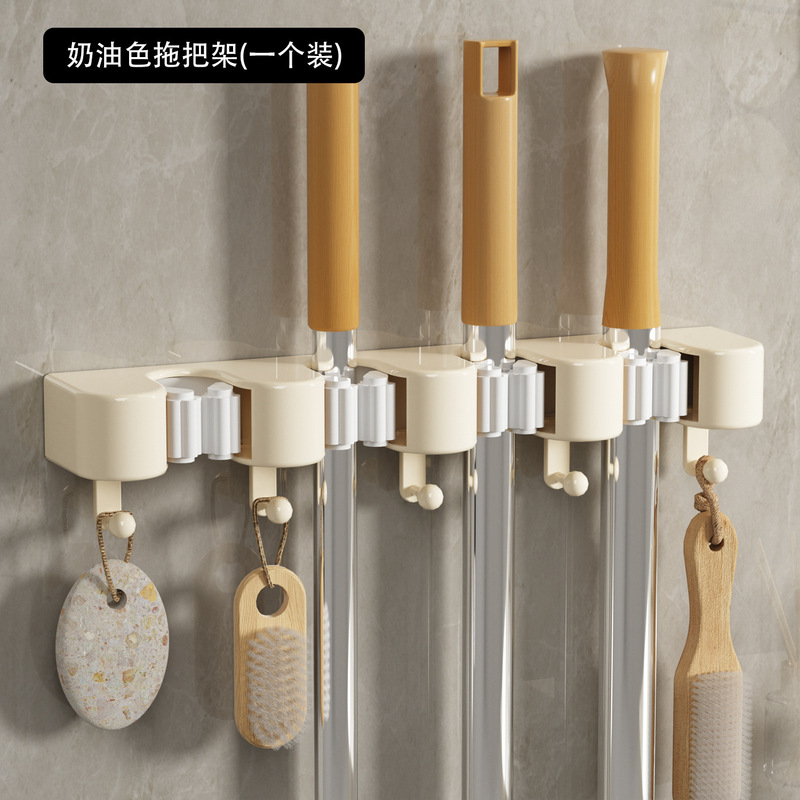 家用免打孔拖把夹壁挂夹拖把挂钩卫生间固定卡扣收纳联排拖把架|undefined