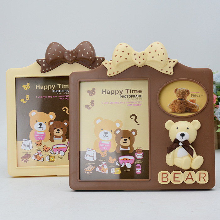 Korean version of bow 7 inch combination children's photo frame bear big head stickers cartoon photo frame studio wholesale nail art gifts