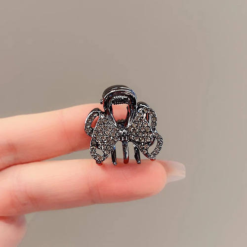 Korean Delicate Water Diamond Bow Clip Small Size Shark Clip Bang Clip Internet Celebrity Top Clip Half Clip Hairpin Headpiece 