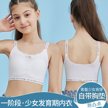 发育期冰丝无痕少女内衣学生防凸点运动型乳胶垫青春期女童小背心