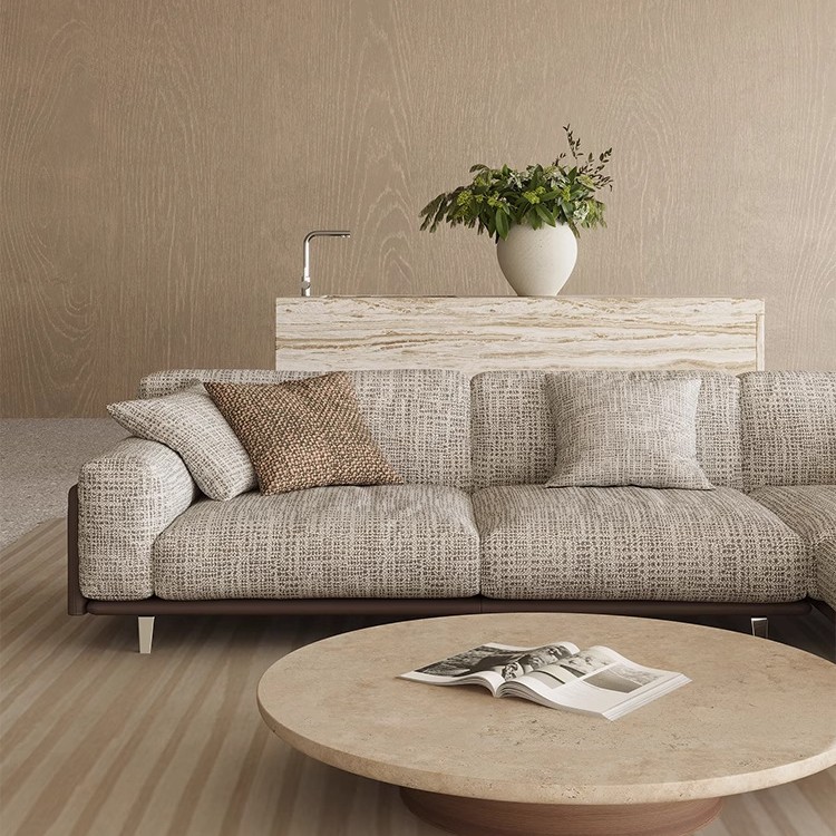 Sofá de tela 2025 nuevo estilo de villa sala de estar minimalista italiano de algodón de lino de importación sofá de pluma
