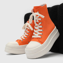 2025新款美式高帮男女同款高级感侧拉链增高情侣鞋18459橙色-J