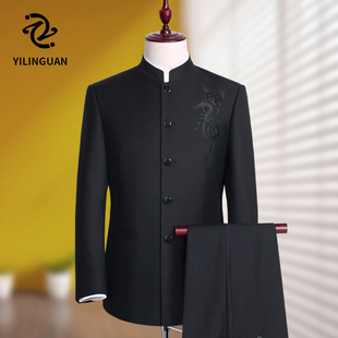 Zhongshan suit suit men's youth Chinese stand collar suit slim Chinese style bridegroom dress Chinese style Tang suit autumn
