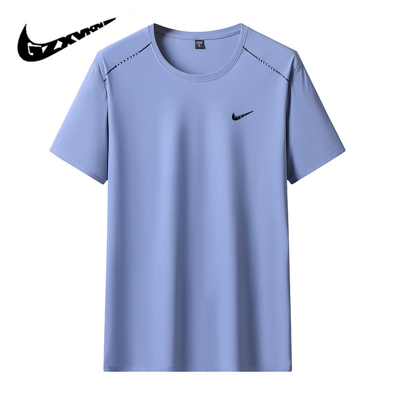 Ice Silk Men's Short-Sleeved Summer T-Shirt Cool Sun Protection T-Shirt Quick-Drying Half-Sleeved Thin Top Loose Casual T-Shirt